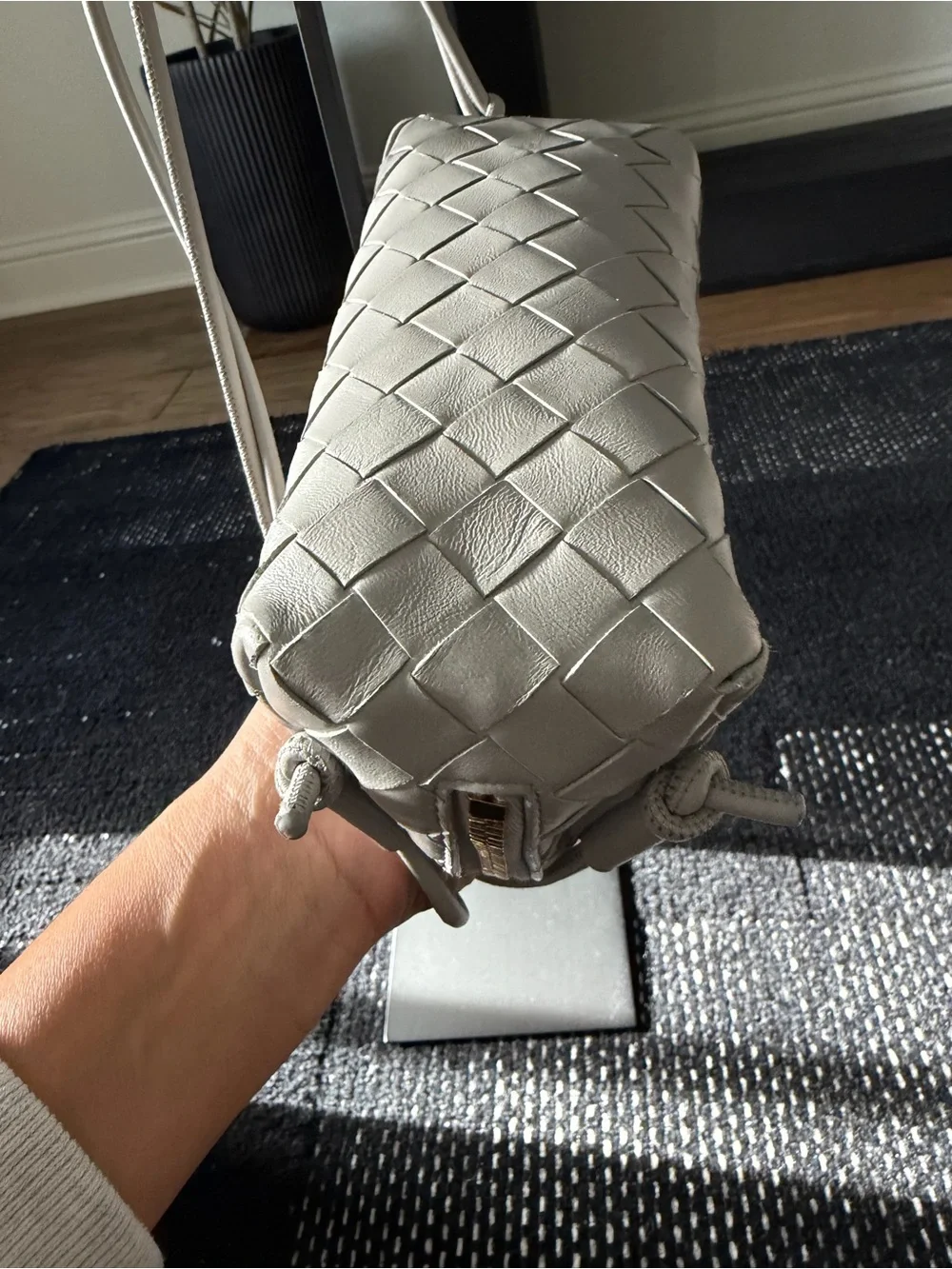 Bottega Veneta Intrecciato Concert Bag in sterling with gold hardware